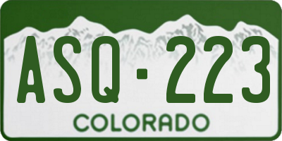 CO license plate ASQ223