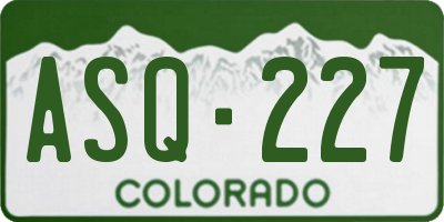 CO license plate ASQ227