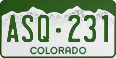 CO license plate ASQ231