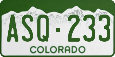 CO license plate ASQ233