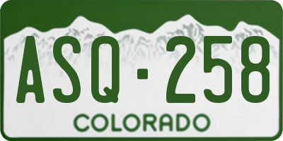 CO license plate ASQ258