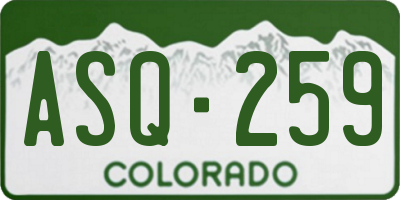 CO license plate ASQ259