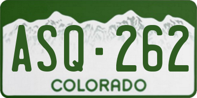 CO license plate ASQ262