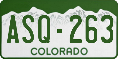 CO license plate ASQ263