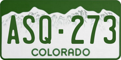 CO license plate ASQ273