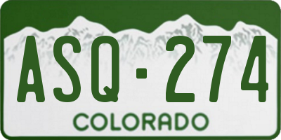 CO license plate ASQ274