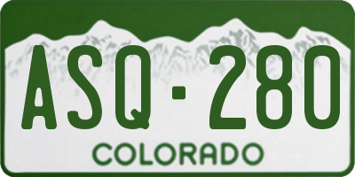 CO license plate ASQ280