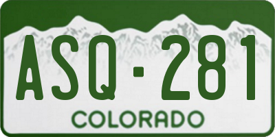 CO license plate ASQ281