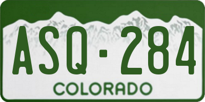 CO license plate ASQ284