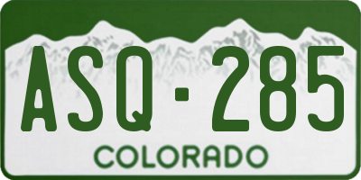 CO license plate ASQ285