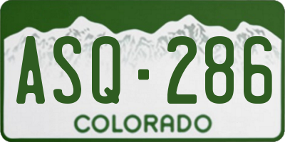 CO license plate ASQ286