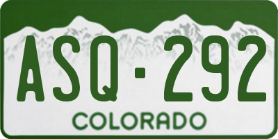 CO license plate ASQ292
