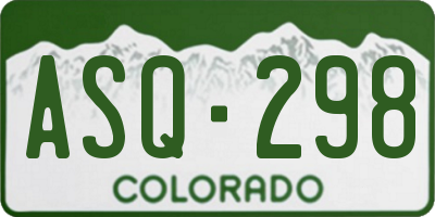 CO license plate ASQ298