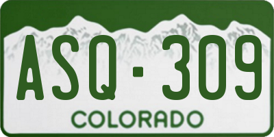 CO license plate ASQ309