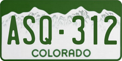 CO license plate ASQ312