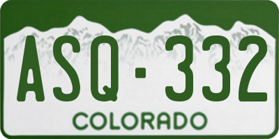 CO license plate ASQ332