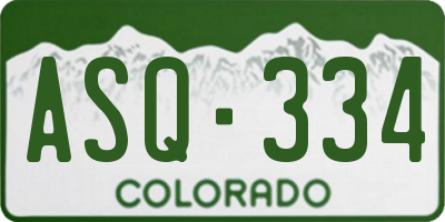 CO license plate ASQ334