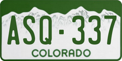 CO license plate ASQ337