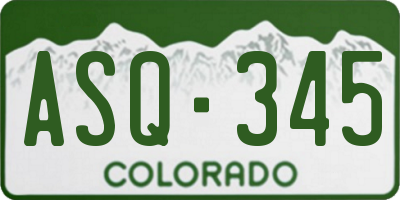 CO license plate ASQ345
