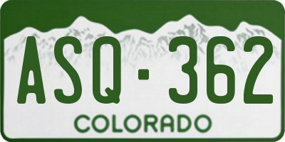 CO license plate ASQ362
