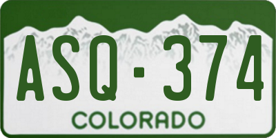 CO license plate ASQ374