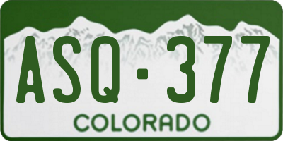 CO license plate ASQ377