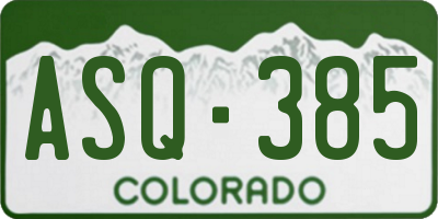 CO license plate ASQ385