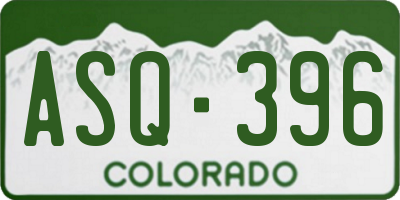 CO license plate ASQ396