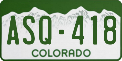 CO license plate ASQ418