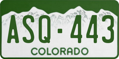 CO license plate ASQ443