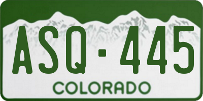 CO license plate ASQ445