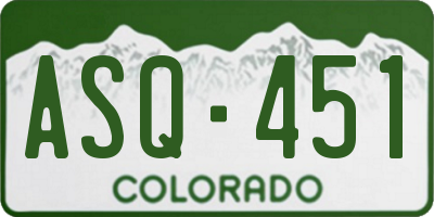 CO license plate ASQ451