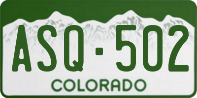 CO license plate ASQ502