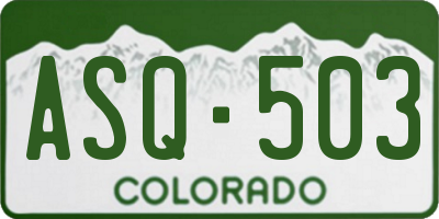 CO license plate ASQ503