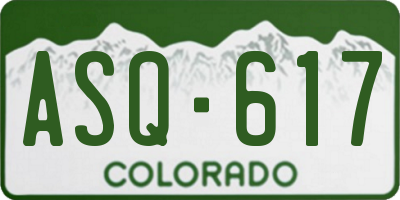 CO license plate ASQ617