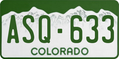 CO license plate ASQ633