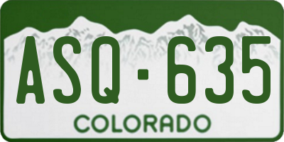 CO license plate ASQ635