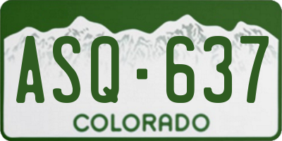 CO license plate ASQ637