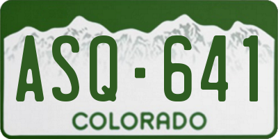 CO license plate ASQ641