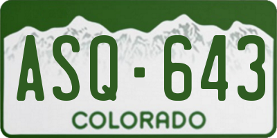 CO license plate ASQ643