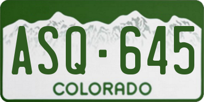 CO license plate ASQ645