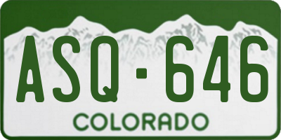 CO license plate ASQ646