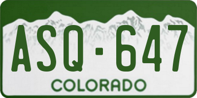 CO license plate ASQ647