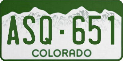 CO license plate ASQ651