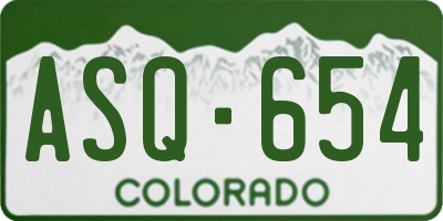 CO license plate ASQ654