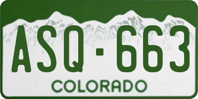 CO license plate ASQ663