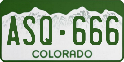 CO license plate ASQ666