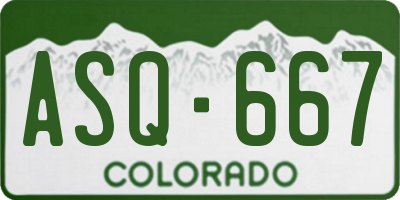 CO license plate ASQ667
