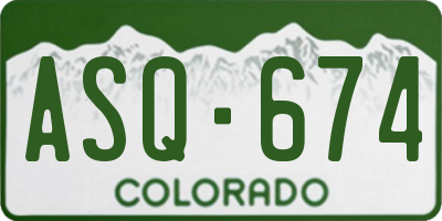 CO license plate ASQ674