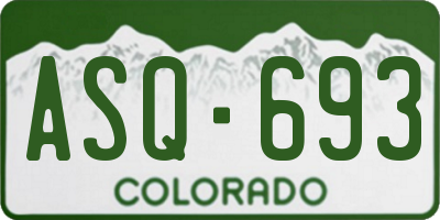 CO license plate ASQ693